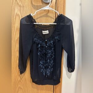 NWOT Abercrombie & Fitch navy long sleeve blouse